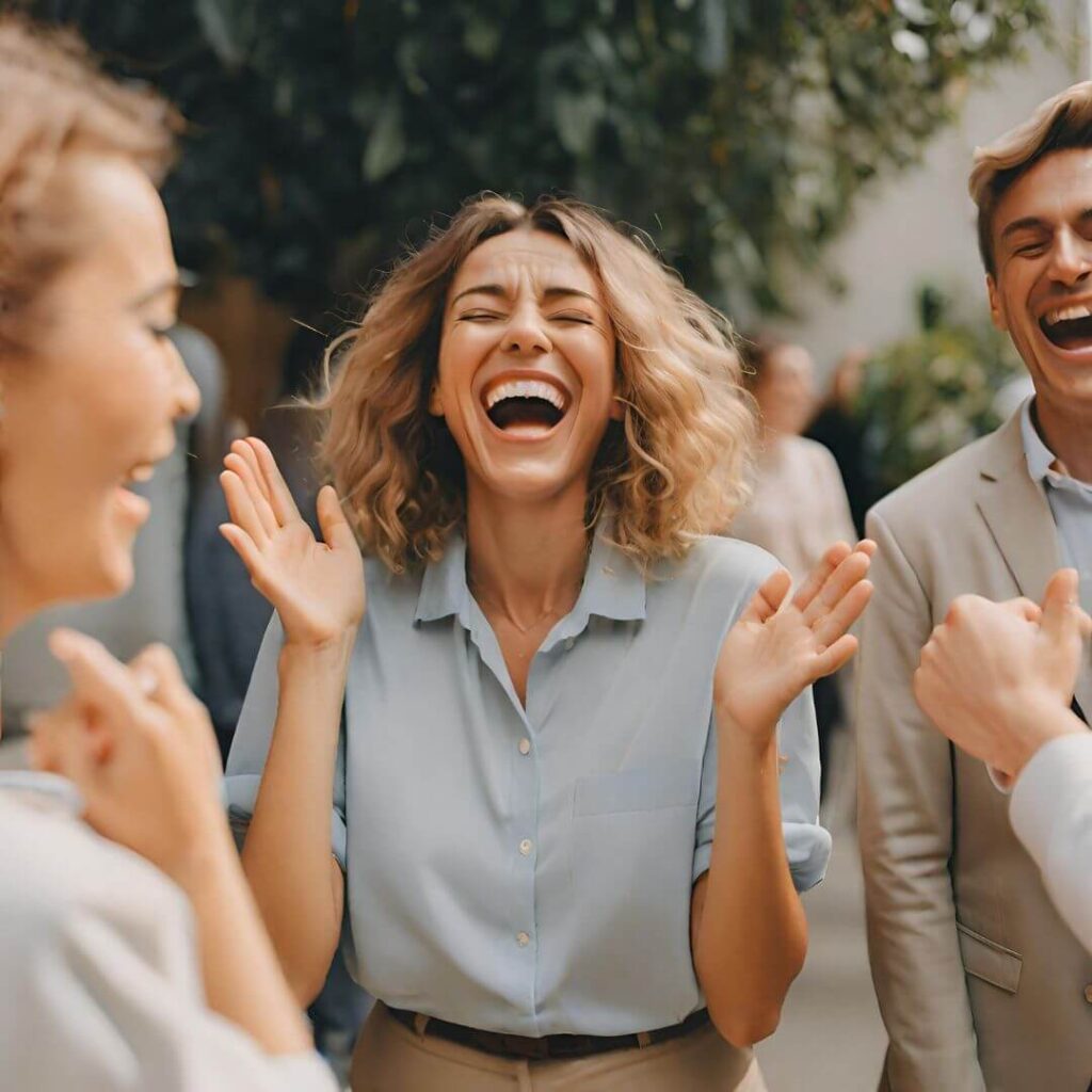 mulher sorrindo na jornada de gerenciar as emoções, oleo essencial da felicidade